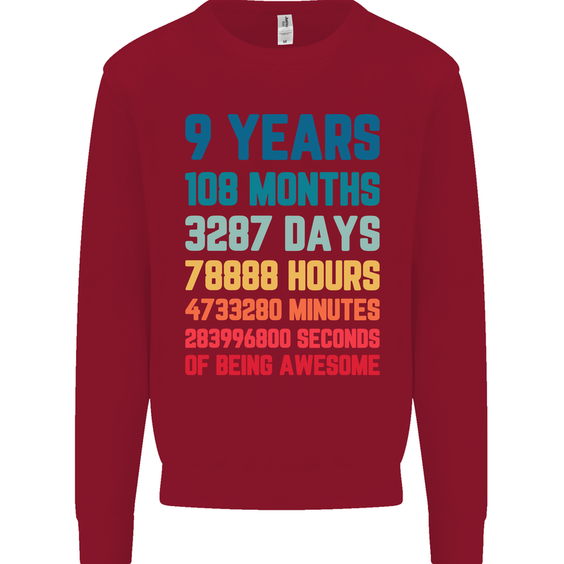 9th Birthday 9 Year Old Kids Sweatshirt Jumper Red
