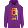 9th Birthday 9 Year Old Level Up Gamming Childrens Kids Hoodie Purple