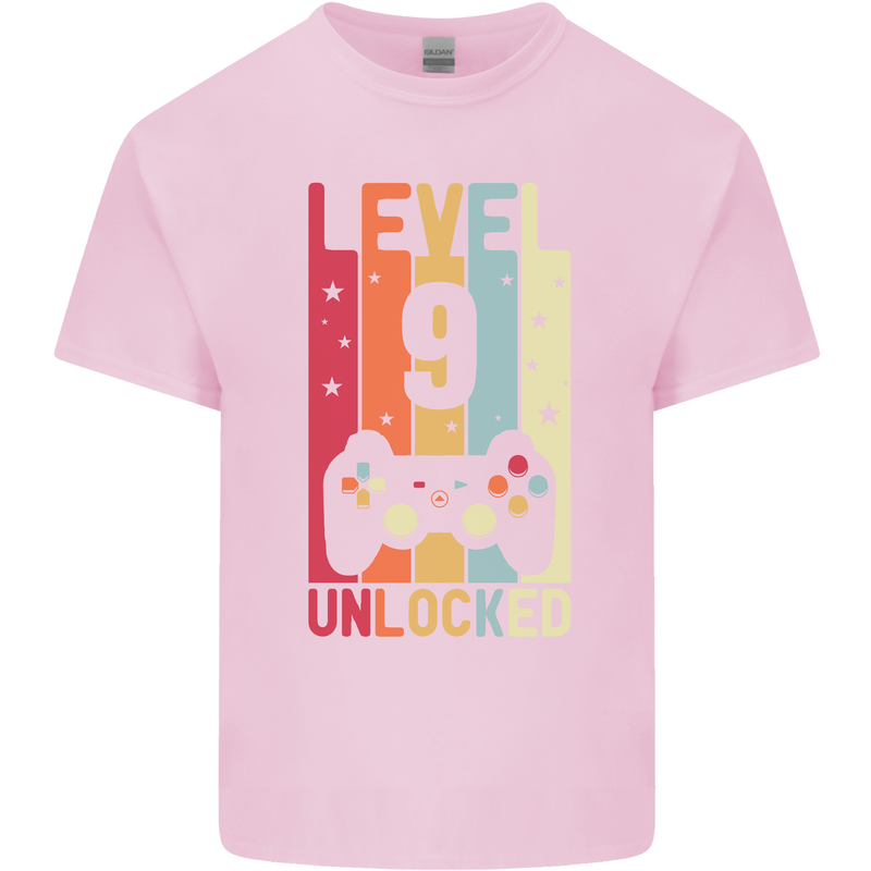 9th Birthday 9 Year Old Level Up Gamming Kids T-Shirt Childrens Light Pink