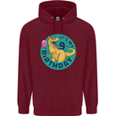9th Birthday Dinosaur T-Rex 9 Year Old Childrens Kids Hoodie Maroon