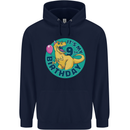 9th Birthday Dinosaur T-Rex 9 Year Old Childrens Kids Hoodie Navy Blue