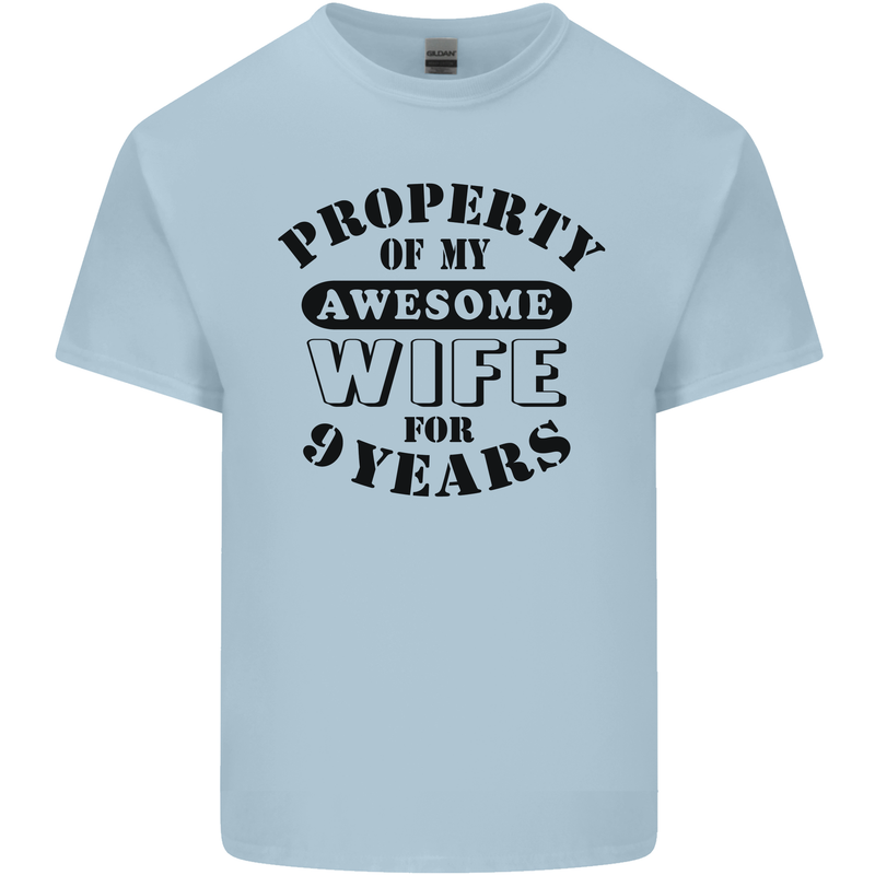 9th Wedding Anniversary 9 Year Funny Wife Mens Cotton T-Shirt Tee Top Light Blue