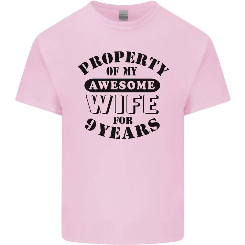 9th Wedding Anniversary 9 Year Funny Wife Mens Cotton T-Shirt Tee Top Light Pink