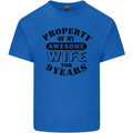 9th Wedding Anniversary 9 Year Funny Wife Mens Cotton T-Shirt Tee Top Royal Blue