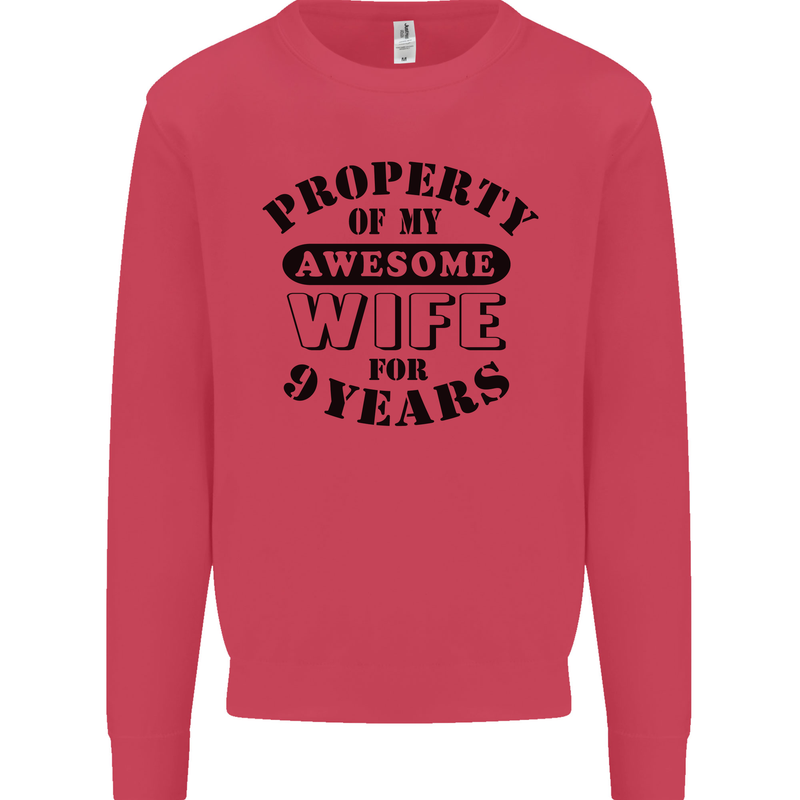 9th Wedding Anniversary 9 Year Funny Wife Mens Sweatshirt Jumper Heliconia