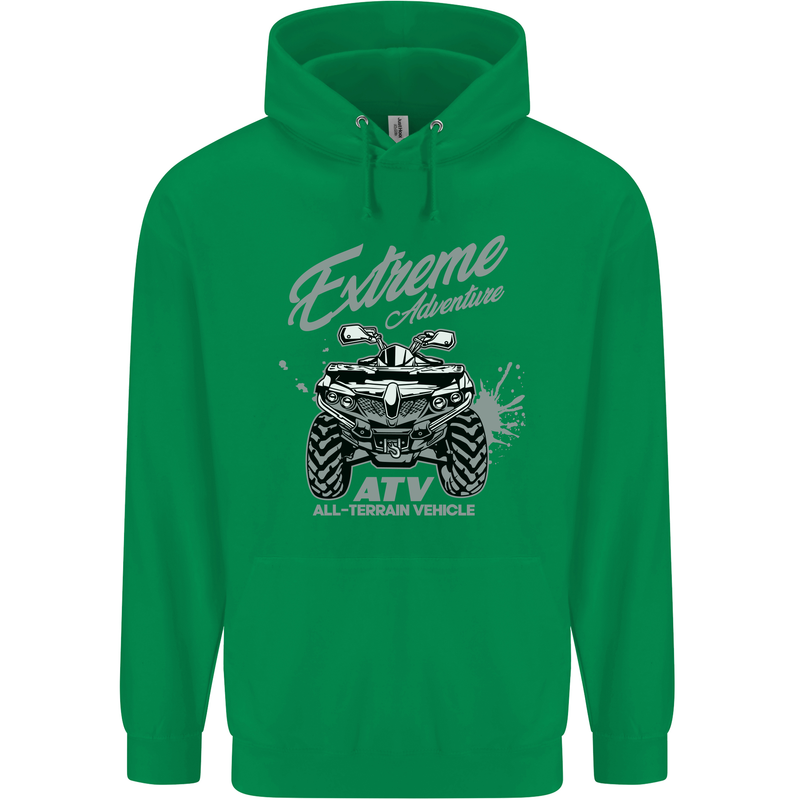 ATV All Terrain Vehicle 4X4 Quad Bike Childrens Kids Hoodie Irish Green