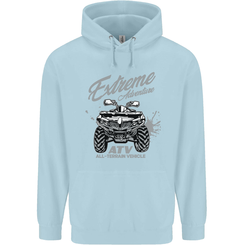ATV All Terrain Vehicle 4X4 Quad Bike Childrens Kids Hoodie Light Blue