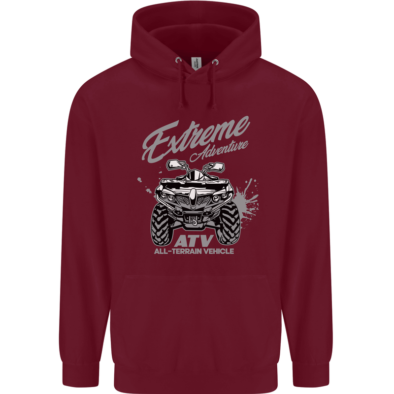 ATV All Terrain Vehicle 4X4 Quad Bike Childrens Kids Hoodie Maroon