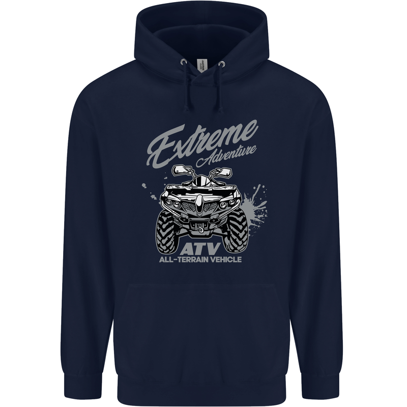 ATV All Terrain Vehicle 4X4 Quad Bike Childrens Kids Hoodie Navy Blue