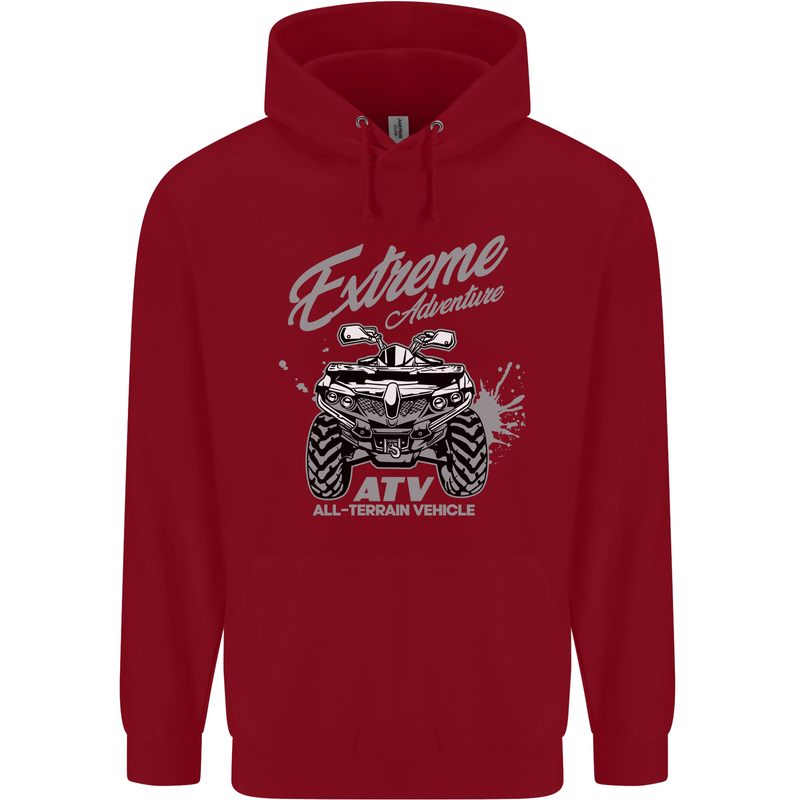 ATV All Terrain Vehicle 4X4 Quad Bike Childrens Kids Hoodie Red