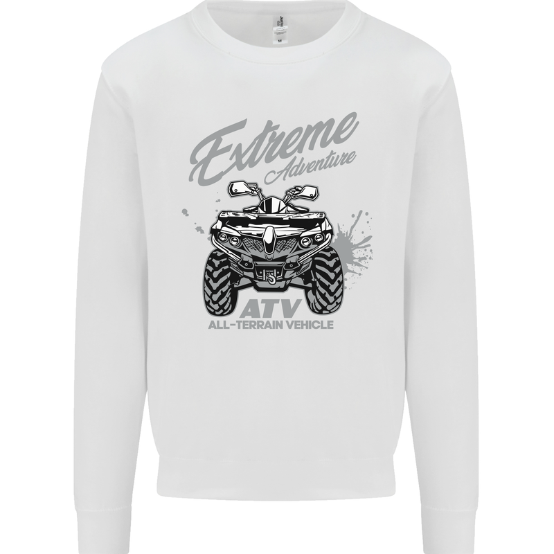 ATV All Terrain Vehicle 4X4 Quad Bike Kids Sweatshirt Jumper White