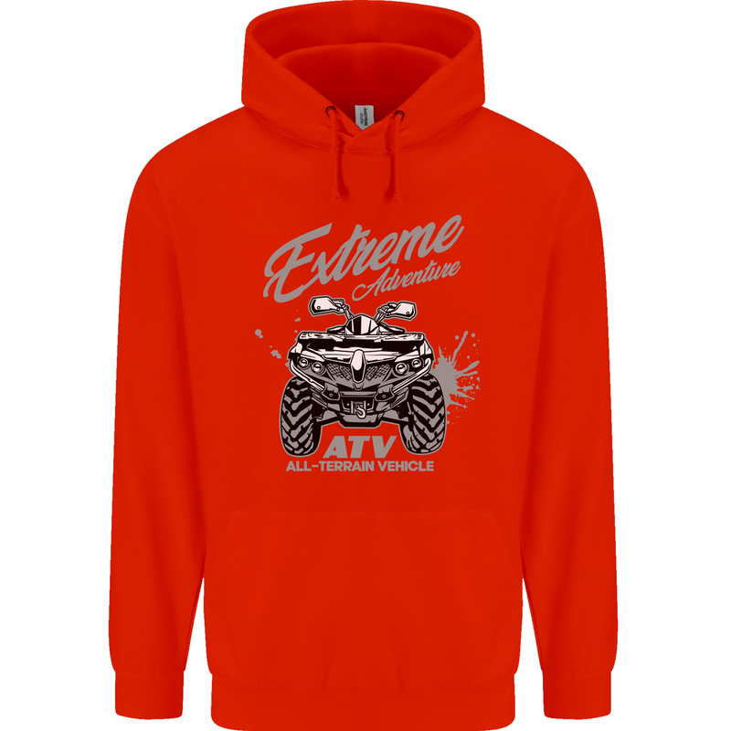ATV All Terrain Vehicle 4X4 Quad Bike Mens 80% Cotton Hoodie Bright Red
