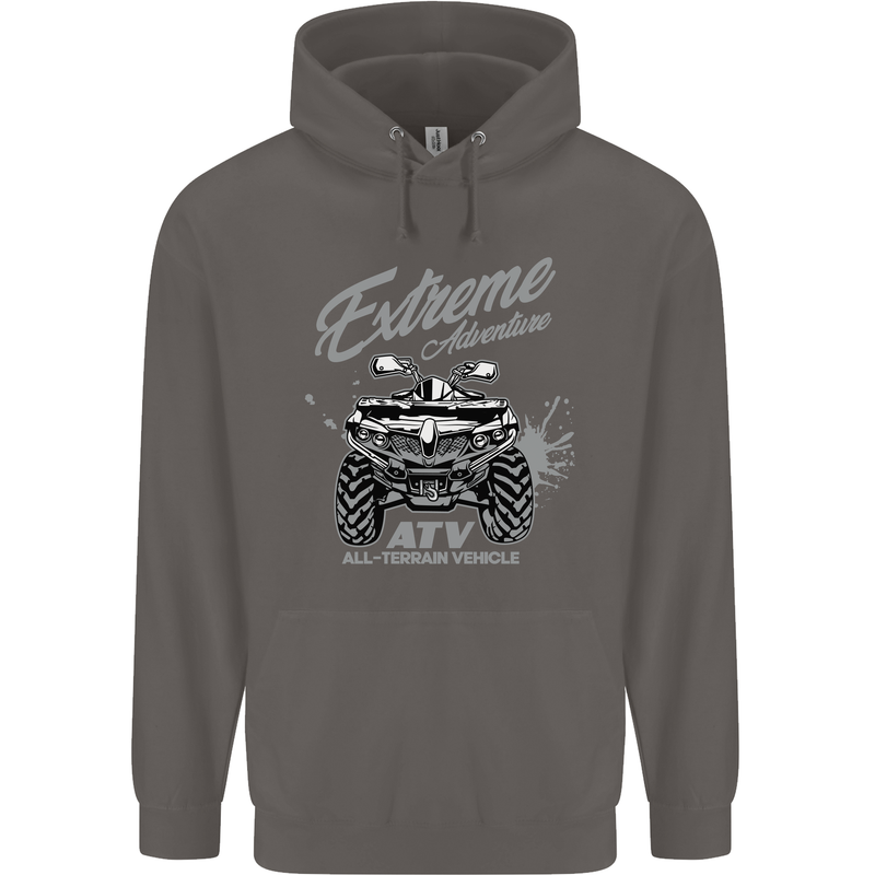 ATV All Terrain Vehicle 4X4 Quad Bike Mens 80% Cotton Hoodie Charcoal