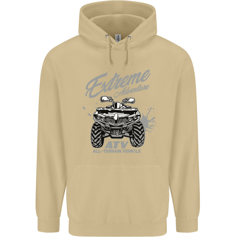 ATV All Terrain Vehicle 4X4 Quad Bike Mens 80% Cotton Hoodie Sand