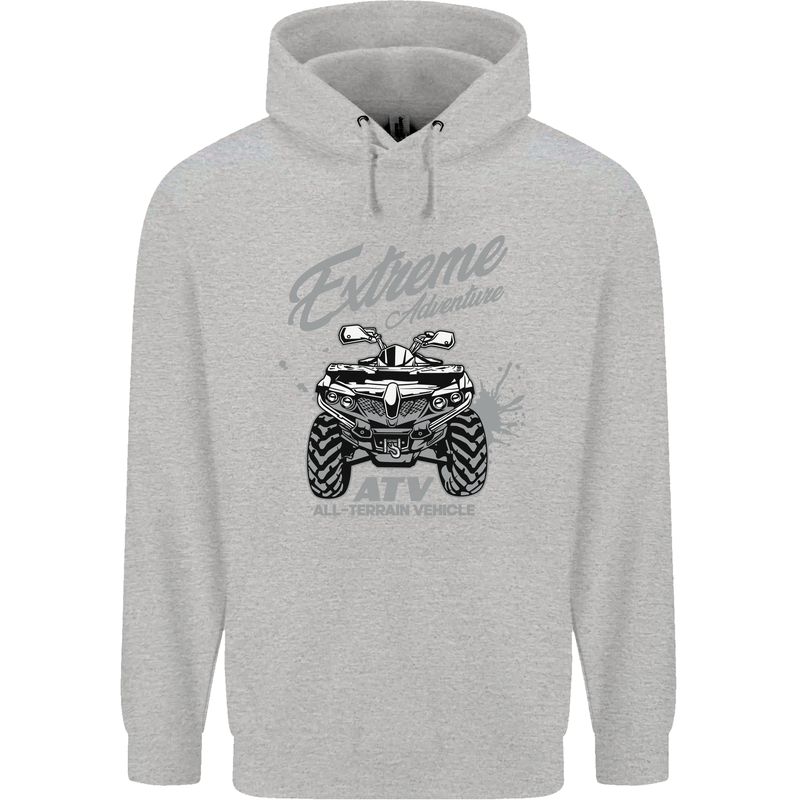 ATV All Terrain Vehicle 4X4 Quad Bike Mens 80% Cotton Hoodie Sports Grey