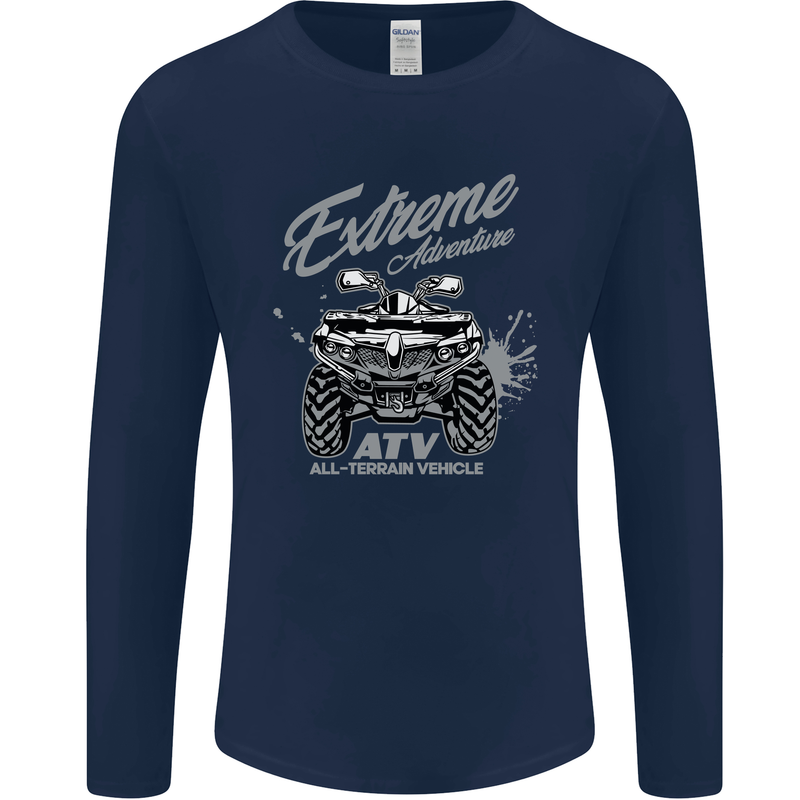 ATV All Terrain Vehicle 4X4 Quad Bike Mens Long Sleeve T-Shirt Navy Blue