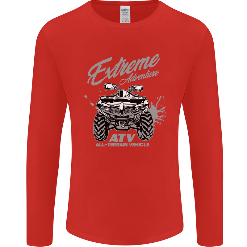 ATV All Terrain Vehicle 4X4 Quad Bike Mens Long Sleeve T-Shirt Red