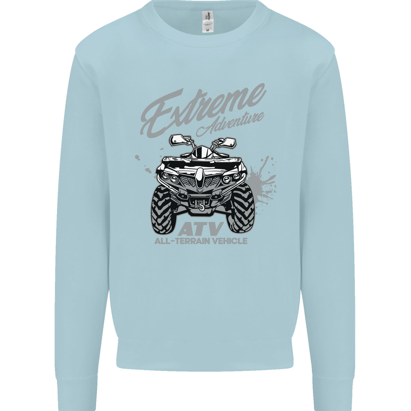 ATV All Terrain Vehicle 4X4 Quad Bike Mens Sweatshirt Jumper Light Blue