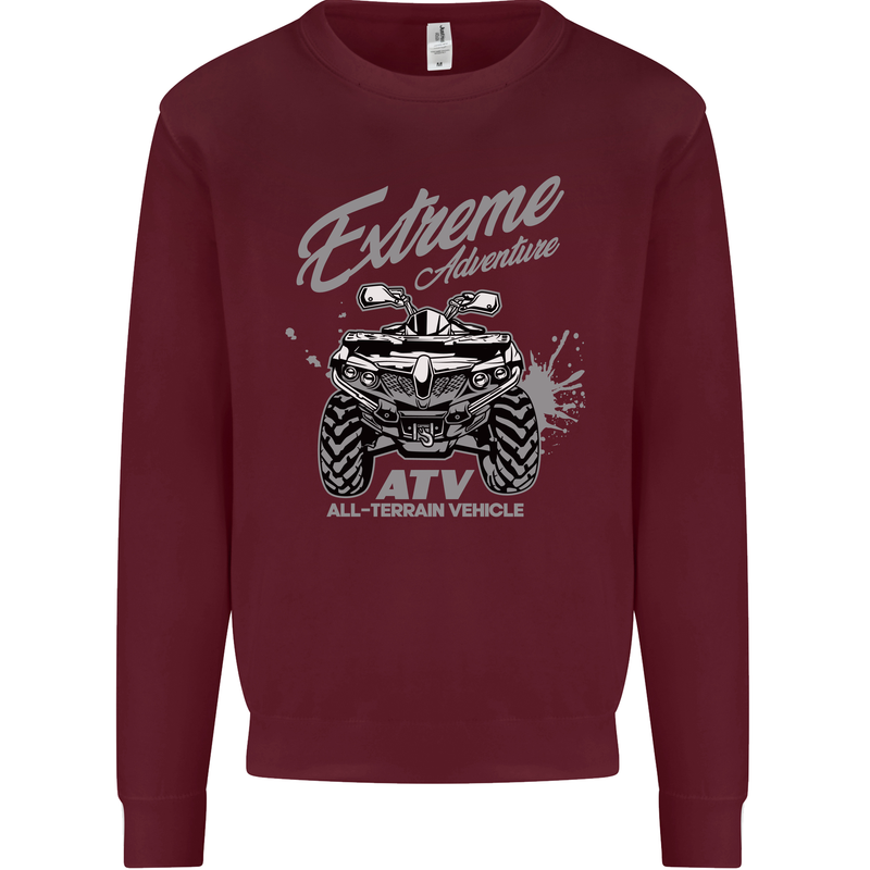 ATV All Terrain Vehicle 4X4 Quad Bike Mens Sweatshirt Jumper Maroon
