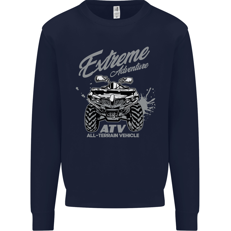 ATV All Terrain Vehicle 4X4 Quad Bike Mens Sweatshirt Jumper Navy Blue