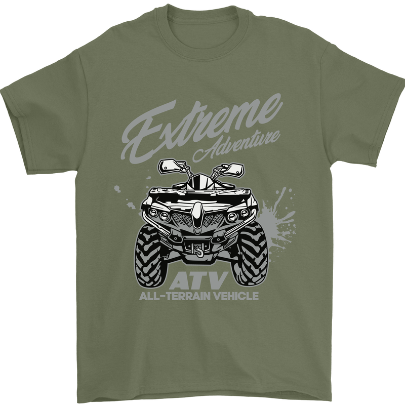 ATV All Terrain Vehicle 4X4 Quad Bike Mens T-Shirt Cotton Gildan Military Green