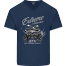 ATV All Terrain Vehicle 4X4 Quad Bike Mens V-Neck Cotton T-Shirt Navy Blue