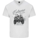ATV All Terrain Vehicle 4X4 Quad Bike Mens V-Neck Cotton T-Shirt White