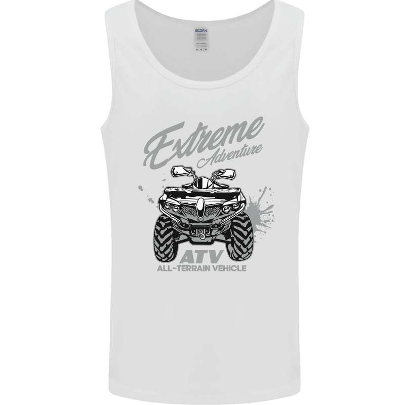 ATV All Terrain Vehicle 4X4 Quad Bike Mens Vest Tank Top White