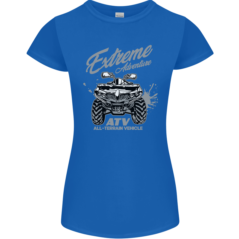 ATV All Terrain Vehicle 4X4 Quad Bike Womens Petite Cut T-Shirt Royal Blue
