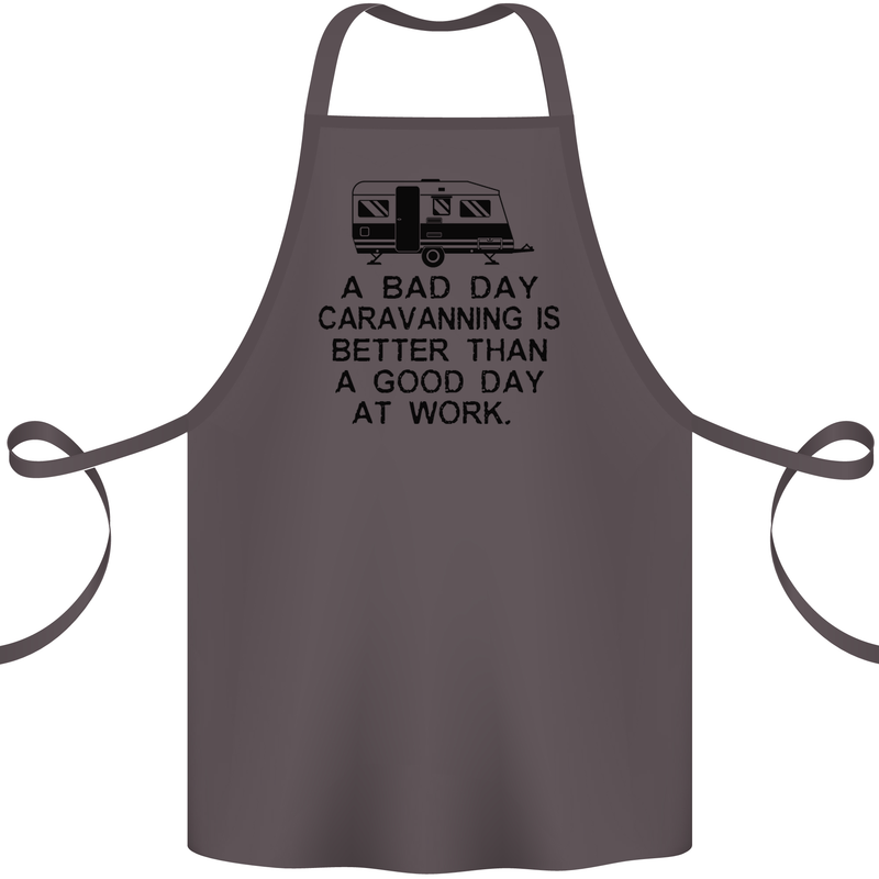 A Bad Day Caravanning Caravan Funny Cotton Apron 100% Organic Dark Grey