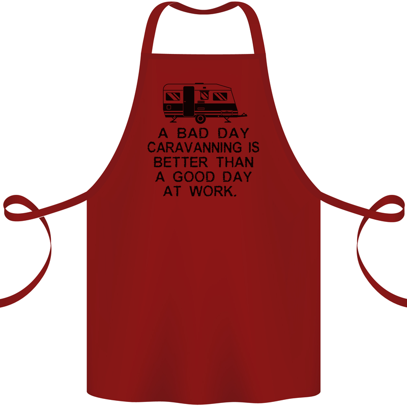 A Bad Day Caravanning Caravan Funny Cotton Apron 100% Organic Maroon