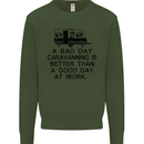 A Bad Day Caravanning Caravan Funny Kids Sweatshirt Jumper Forest Green