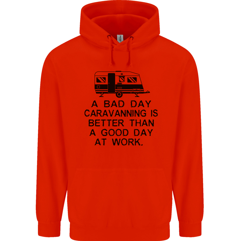A Bad Day Caravanning Caravan Funny Mens 80% Cotton Hoodie Bright Red