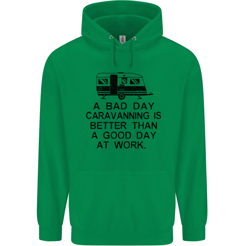 A Bad Day Caravanning Caravan Funny Mens 80% Cotton Hoodie Irish Green