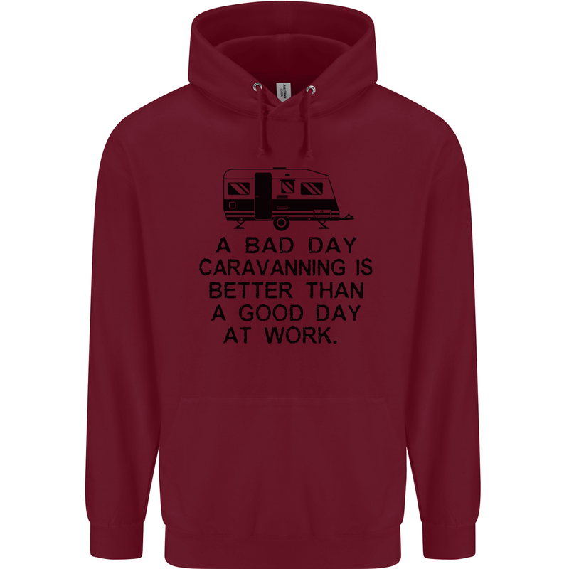 A Bad Day Caravanning Caravan Funny Mens 80% Cotton Hoodie Maroon