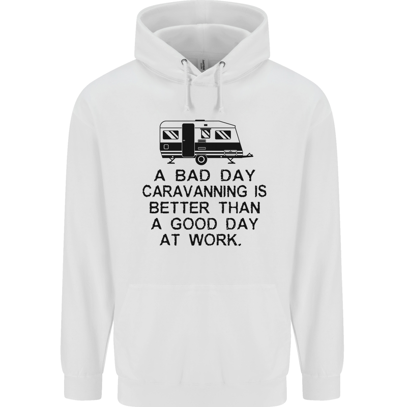 A Bad Day Caravanning Caravan Funny Mens 80% Cotton Hoodie White