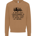 A Bad Day Caravanning Caravan Funny Mens Sweatshirt Jumper Caramel Latte