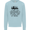 A Bad Day Caravanning Caravan Funny Mens Sweatshirt Jumper Light Blue