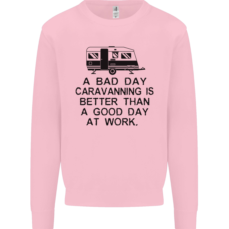 A Bad Day Caravanning Caravan Funny Mens Sweatshirt Jumper Light Pink