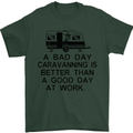 A Bad Day Caravanning Caravan Funny Mens T-Shirt Cotton Gildan Forest Green