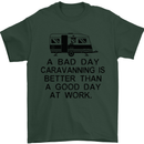 A Bad Day Caravanning Caravan Funny Mens T-Shirt Cotton Gildan Forest Green