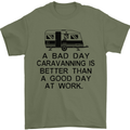 A Bad Day Caravanning Caravan Funny Mens T-Shirt Cotton Gildan Military Green