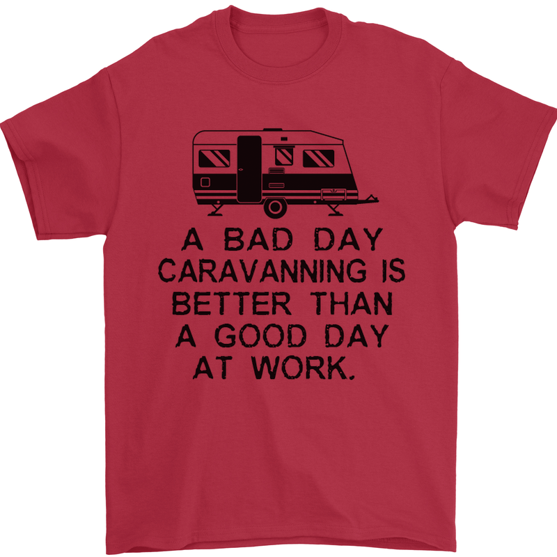A Bad Day Caravanning Caravan Funny Mens T-Shirt Cotton Gildan Red