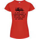 A Bad Day Caravanning Caravan Funny Womens Petite Cut T-Shirt Red
