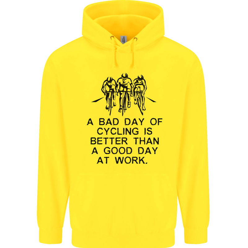 A Bad Day of Cycling Cyclist Funny Mens 80% Cotton Hoodie Yellow