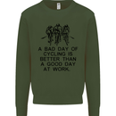 A Bad Day of Cycling Cyclist Funny Mens Sweatshirt Jumper Forest Green