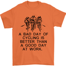 A Bad Day of Cycling Cyclist Funny Mens T-Shirt Cotton Gildan Orange