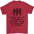 A Bad Day of Cycling Cyclist Funny Mens T-Shirt Cotton Gildan Red