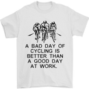 A Bad Day of Cycling Cyclist Funny Mens T-Shirt Cotton Gildan White