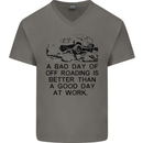 A Bad Day of Off Roading 4X4 All Terrain Mens V-Neck Cotton T-Shirt Charcoal